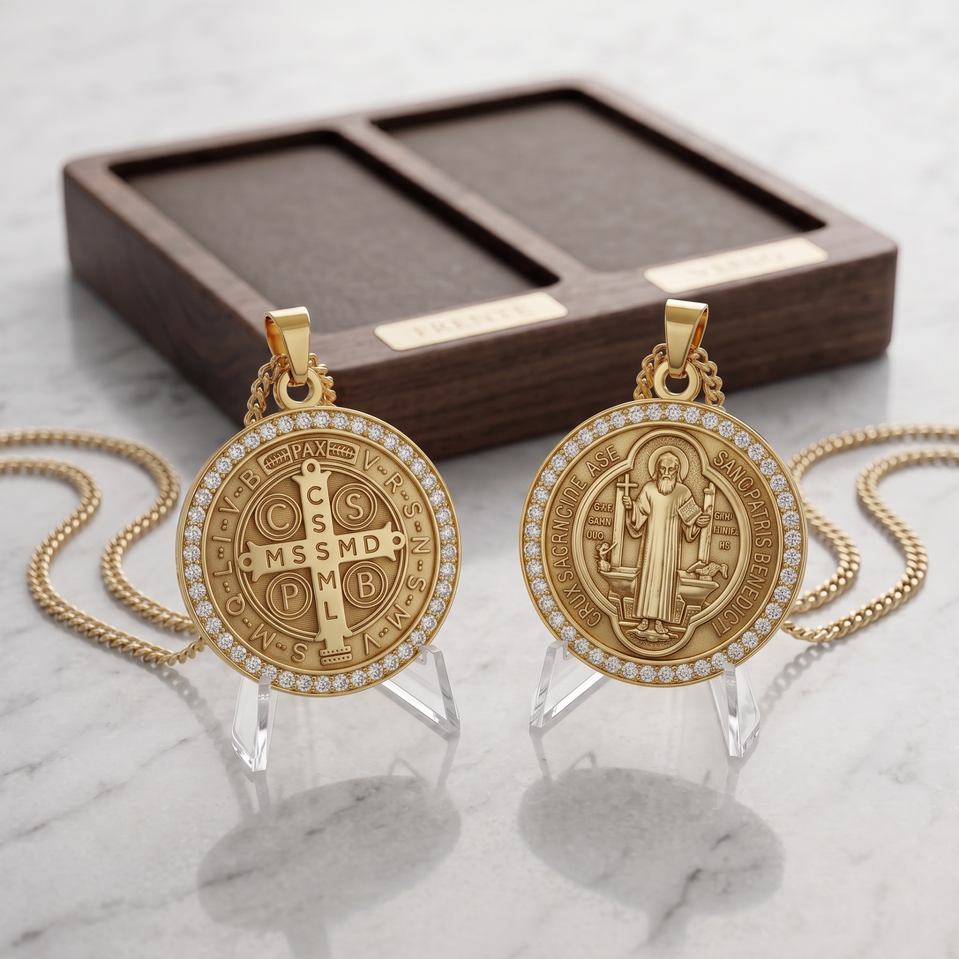 Detalhes da medalha de São Bento